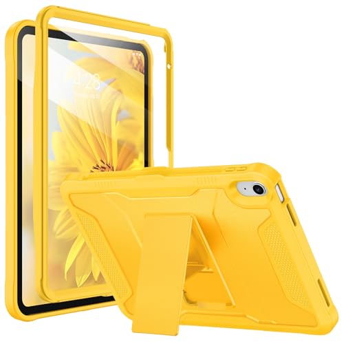 Soke Case für iPad 10th Generation 10.9-Zoll 2022, mit eingebautem Displayschutz und Kickstand, robuste Ganzkörper-Schutzhülle für neues Apple iPad 10.9 Zoll-Yellow von Soke