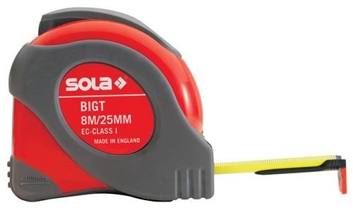 Sola Taschenrollbandmaß BIG T L.8m B.25mm mm/cm EG I Ku.Stopptaste 50021401 von Sola