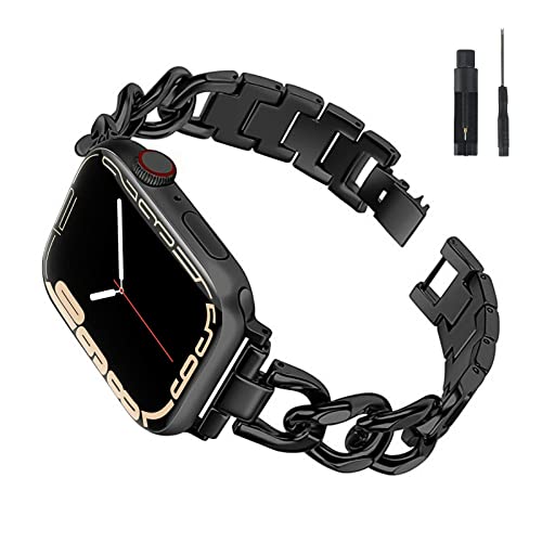 Solatpms Apple Watch Armband 38 mm 40 mm 42 mm 44 mm,Rostfreier Stahl IWatch Armband Fancy Cowboy Chain Metallarmband für Apple Watch Band Serie 8/7/6/5/4/3/2/1/SE von Solatpms