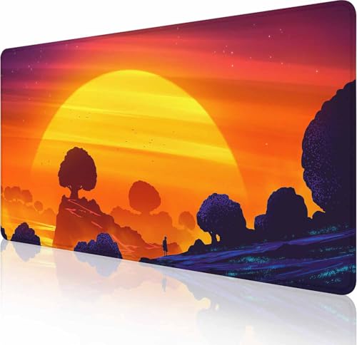 Gaming-Mauspad, groß, rutschfeste Gummiunterseite, Tastatur-Mauspad, Schreibtischunterlage mit genähten Kanten, 89,9 x 40 cm, ätherische Nächte und einsame Sonnenuntergänge Gaming-Mauspad, groß, rutschfeste Gummiunterseite, Tastatur-Mauspad, Schreibtischunterlage mit genähten Kanten, 89,9 x 40 cm, ätherische Nächte und einsame Sonnenuntergänge von Solekla
