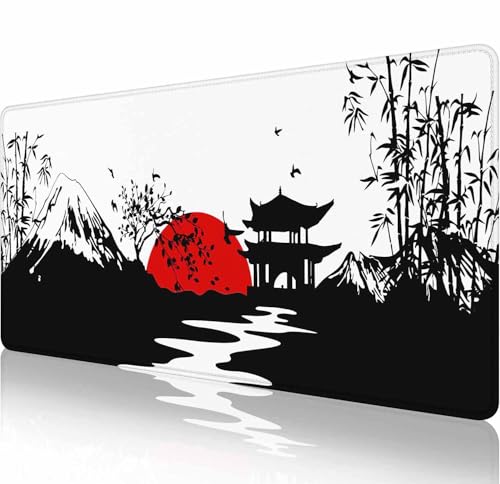 Gaming-Mauspad, große japanische Landschaften mit Bergen, Mauspads für den Schreibtisch, rutschfeste Gummiunterseite, Tastatur-Mauspad, Schreibtischunterlage mit genähten Kanten, 80 x 30 cm Gaming-Mauspad, große japanische Landschaften mit Bergen, Mauspads für den Schreibtisch, rutschfeste Gummiunterseite, Tastatur-Mauspad, Schreibtischunterlage mit genähten Kanten, 80 x 30 cm von Solekla
