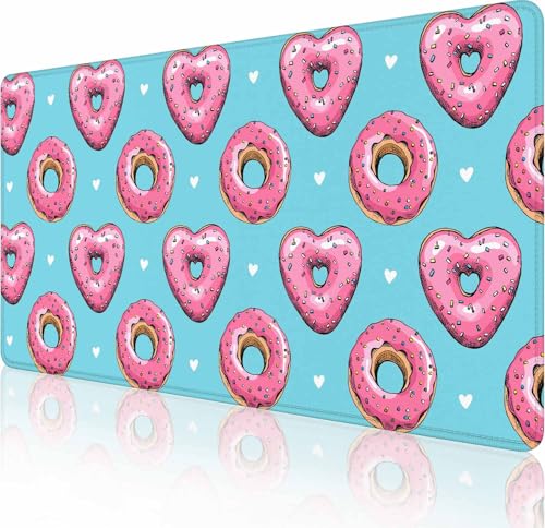 Gaming-Mauspad, großes rosa Herz-Donut-Mauspad für den Schreibtisch, rutschfeste Gummiunterseite, Tastatur-Mauspad, Schreibtischunterlage mit genähten Kanten, 89,9 x 40,9 cm Gaming-Mauspad, großes rosa Herz-Donut-Mauspad für den Schreibtisch, rutschfeste Gummiunterseite, Tastatur-Mauspad, Schreibtischunterlage mit genähten Kanten, 89,9 x 40,9 cm von Solekla