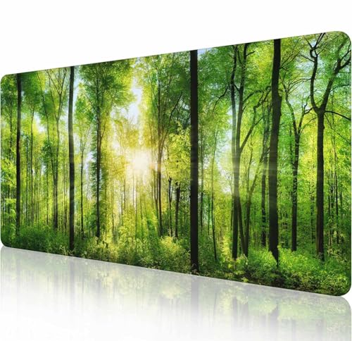 Großes Gaming-Mauspad mit genähten Kanten, Schreibtischunterlage mit Sonnenlicht-Wald, erweiterte Tastaturunterlage, rutschfeste Gummiunterseite, Schreibtischunterlage für Tastatur und Maus, 80 x 29 Großes Gaming-Mauspad mit genähten Kanten, Schreibtischunterlage mit Sonnenlicht-Wald, erweiterte Tastaturunterlage, rutschfeste Gummiunterseite, Schreibtischunterlage für Tastatur und Maus, 80 x 29 von Solekla