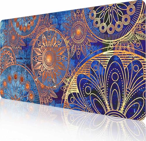 Großes Gaming-Mauspad mit genähten Kanten, Vintage-Mauspad mit Mandala-Grunge-Schreibtischmatte, erweitertes XL-Tastatur-Pad, rutschfeste Gummiunterseite, Schreibtischunterlage für Tastatur und Maus Großes Gaming-Mauspad mit genähten Kanten, Vintage-Mauspad mit Mandala-Grunge-Schreibtischmatte, erweitertes XL-Tastatur-Pad, rutschfeste Gummiunterseite, Schreibtischunterlage für Tastatur und Maus von Solekla