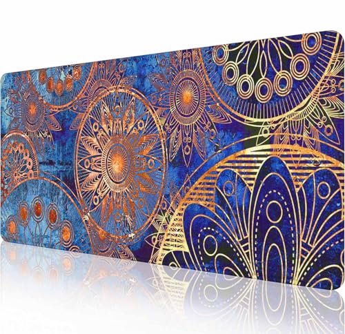 Großes Gaming-Mauspad mit genähten Kanten, Vintage-Mauspad mit Mandala-Grunge-Schreibtischmatte, erweitertes XL-Tastatur-Pad, rutschfeste Gummiunterseite, Schreibtischunterlage für Tastatur und Maus Großes Gaming-Mauspad mit genähten Kanten, Vintage-Mauspad mit Mandala-Grunge-Schreibtischmatte, erweitertes XL-Tastatur-Pad, rutschfeste Gummiunterseite, Schreibtischunterlage für Tastatur und Maus von Solekla