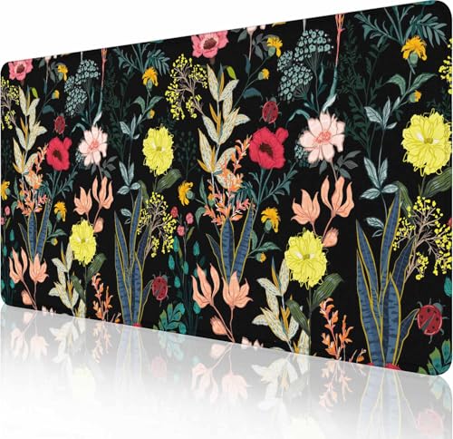 Großes Gaming-Mauspad mit genähten Kanten, blühende Blumen-Schreibtischmatte, erweiterte XL-Tastaturunterlage, rutschfeste Gummiunterseite, Schreibtischunterlage für Tastatur und Maus, 90 x 40 cm Großes Gaming-Mauspad mit genähten Kanten, blühende Blumen-Schreibtischmatte, erweiterte XL-Tastaturunterlage, rutschfeste Gummiunterseite, Schreibtischunterlage für Tastatur und Maus, 90 x 40 cm von Solekla