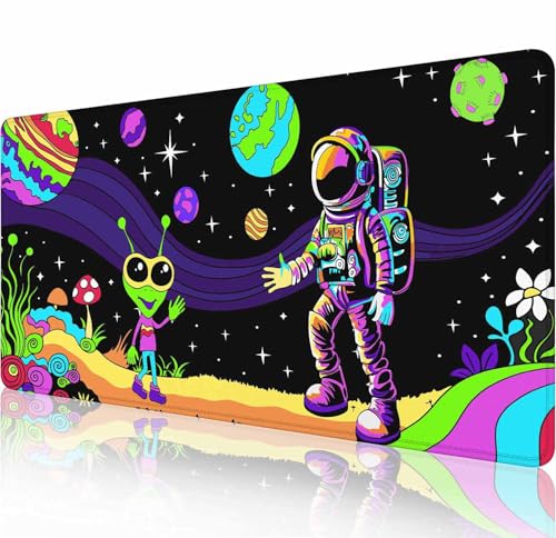 Großes erweitertes Gaming-Mauspad mit genähten Kanten, rutschfeste Gummiunterseite, Mauspad für Büro, Computer, Tastatur, Laptop und Schreibtischunterlage für Zuhause, 80 x 30 x 0,3 cm, Astronaut und Großes erweitertes Gaming-Mauspad mit genähten Kanten, rutschfeste Gummiunterseite, Mauspad für Büro, Computer, Tastatur, Laptop und Schreibtischunterlage für Zuhause, 80 x 30 x 0,3 cm, Astronaut und von Solekla