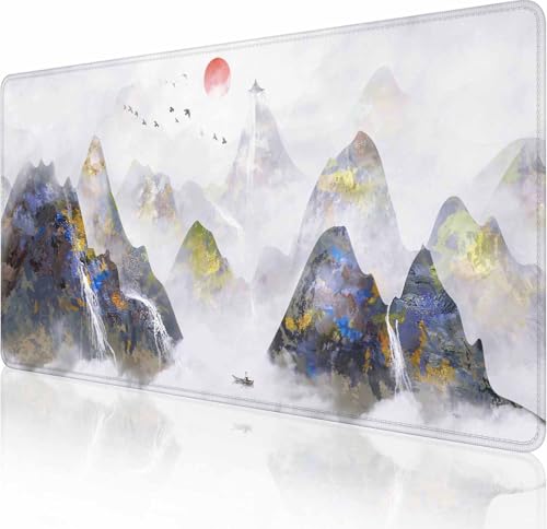 Großes erweitertes Gaming-Mauspad mit genähten Kanten, rutschfeste Gummiunterseite, Mauspad für Büro, Computer, Tastatur, Laptop und Schreibtischunterlage für Zuhause, 80 x 40 cm, abstrakter Berg Großes erweitertes Gaming-Mauspad mit genähten Kanten, rutschfeste Gummiunterseite, Mauspad für Büro, Computer, Tastatur, Laptop und Schreibtischunterlage für Zuhause, 80 x 40 cm, abstrakter Berg von Solekla