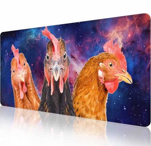 Großes erweitertes Gaming-Mauspad mit genähten Kanten, rutschfeste Gummiunterseite, Mauspad für Büro, Computer, Tastatur, Laptop und Schreibtischunterlage zu Hause, 80 x 30 cm, drei Hühner Großes erweitertes Gaming-Mauspad mit genähten Kanten, rutschfeste Gummiunterseite, Mauspad für Büro, Computer, Tastatur, Laptop und Schreibtischunterlage zu Hause, 80 x 30 cm, drei Hühner von Solekla
