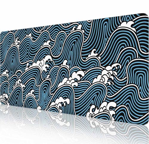 Japanische Ozeanwellen-Schreibtischunterlage, blau, großes Mauspad, Gaming-Mauspad, erweitertes XXL-Tastatur-Pad, 80 x 29 cm, Laptop, Computer, Maus, Tastatur, Matte für Büro, Schreibtisch-Dekoration Japanische Ozeanwellen-Schreibtischunterlage, blau, großes Mauspad, Gaming-Mauspad, erweitertes XXL-Tastatur-Pad, 80 x 29 cm, Laptop, Computer, Maus, Tastatur, Matte für Büro, Schreibtisch-Dekoration von Solekla