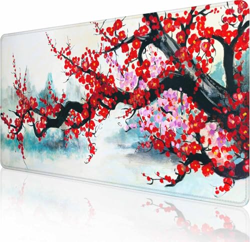 Japanische Schreibtischunterlage, Kirschblüten, Aquarell-Schreibtischunterlage, großes Mauspad, Gaming-Mauspad, erweitertes XXL-Tastatur-Pad, 35,4 x 15,78 cm, Laptop, Computer, Maus, Tastatur, Matte Japanische Schreibtischunterlage, Kirschblüten, Aquarell-Schreibtischunterlage, großes Mauspad, Gaming-Mauspad, erweitertes XXL-Tastatur-Pad, 35,4 x 15,78 cm, Laptop, Computer, Maus, Tastatur, Matte von Solekla