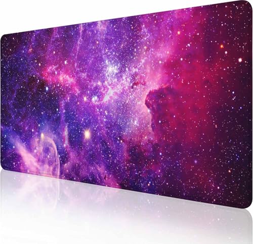 Mauspad Gaming, großes Mauspad für Schreibtisch, Tastatur-Mauspad, Schreibtischunterlage, rutschfeste Gummiunterseite mit genähten Kanten, 90,9 x 40,9 cm, violette Weltraumgalaxie Mauspad Gaming, großes Mauspad für Schreibtisch, Tastatur-Mauspad, Schreibtischunterlage, rutschfeste Gummiunterseite mit genähten Kanten, 90,9 x 40,9 cm, violette Weltraumgalaxie von Solekla