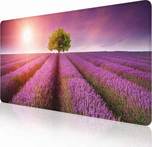 Schreibtischunterlage, atemberaubendes Lavendelfeld-Landschaft, Schreibtischunterlage, lila, großes Mauspad, Gaming-Mauspad, erweitertes XXL-Tastatur-Pad, 90 x 40 cm, Laptop, Computer, Maus, Tastatur Schreibtischunterlage, atemberaubendes Lavendelfeld-Landschaft, Schreibtischunterlage, lila, großes Mauspad, Gaming-Mauspad, erweitertes XXL-Tastatur-Pad, 90 x 40 cm, Laptop, Computer, Maus, Tastatur von Solekla