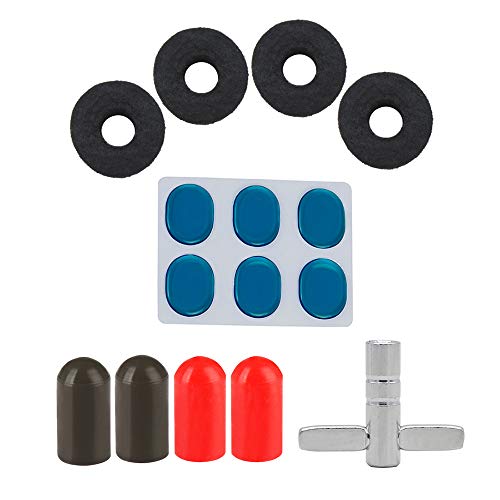 Solinder Drumstick Tipps Drum Set Zubehör Kit mit 4pcs Beckenständer Filzwaschmaschinen + 4pcs Drumstick Gummispitzen + 6pcs Drum Damper Gel Pads von Solinder