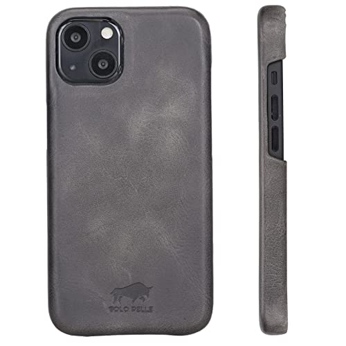 Solo Pelle Lederhülle für das Apple iPhone 13 Mini in 5.4 Zoll Princeton Case Leder Hülle Ledertasche Backcover aus echtem Leder (Steingrau) von Solo Pelle