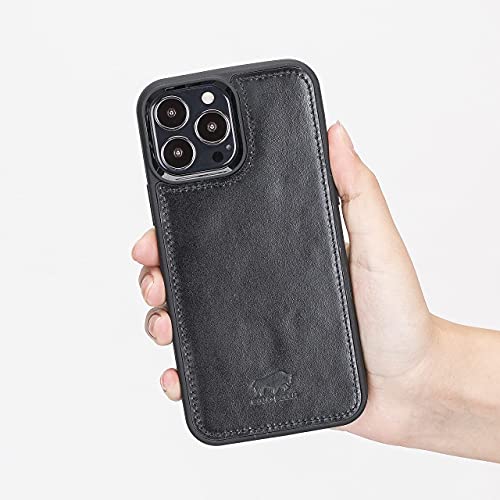 Solo Pelle Lederhülle für das iPhone 13 Pro Max in 6.7 Zoll Stanford Case Leder Hülle Ledertasche Backcover aus echtem Leder (Schwarz) von Solo Pelle