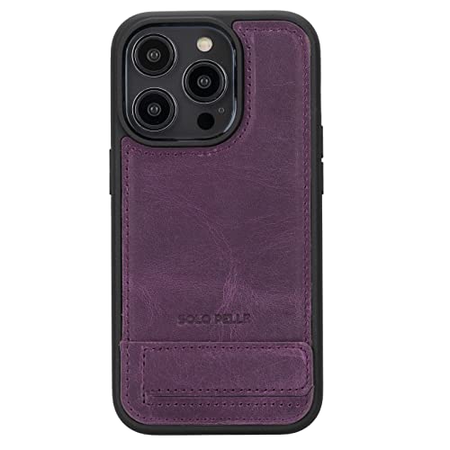 Solo Pelle Lederhülle für das iPhone 14 Pro Max in 6.7 Zoll Case Leder Hülle Ledertasche Backcover aus echtem Leder mit Standfunktion Stanford Base (Vintage Lila) von Solo Pelle