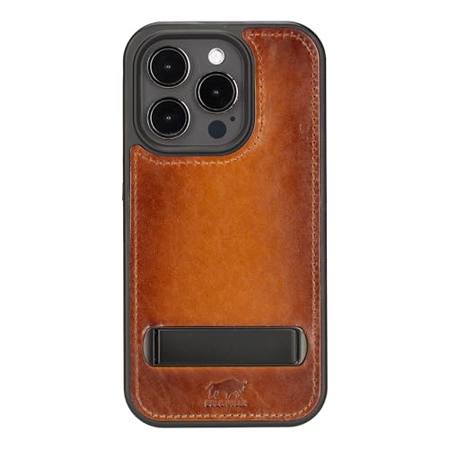 Solo Pelle Lederhülle für das iPhone 15 Pro 6.1 Zoll Drop Case Case Leder Hülle Ledertasche Backcover aus echtem Leder (Cognac Braun) von Solo Pelle