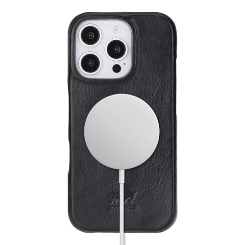 Solo Pelle Lederhülle für das iPhone 16 Pro in 6.3 Zoll Princeton Case Leder Hülle Ledertasche Backcover aus echtem Leder geeignet für MagSafe Zubehör (Schwarz) von Solo Pelle