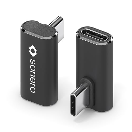 Sonero USB-C Stecker auf 90° Winkel USB-C Buchse (1er), Adapter, USB-C Adapter, 40Gbps, 240W, 8K60Hz, Aluminium Gehäuse, schwarz von Sonero