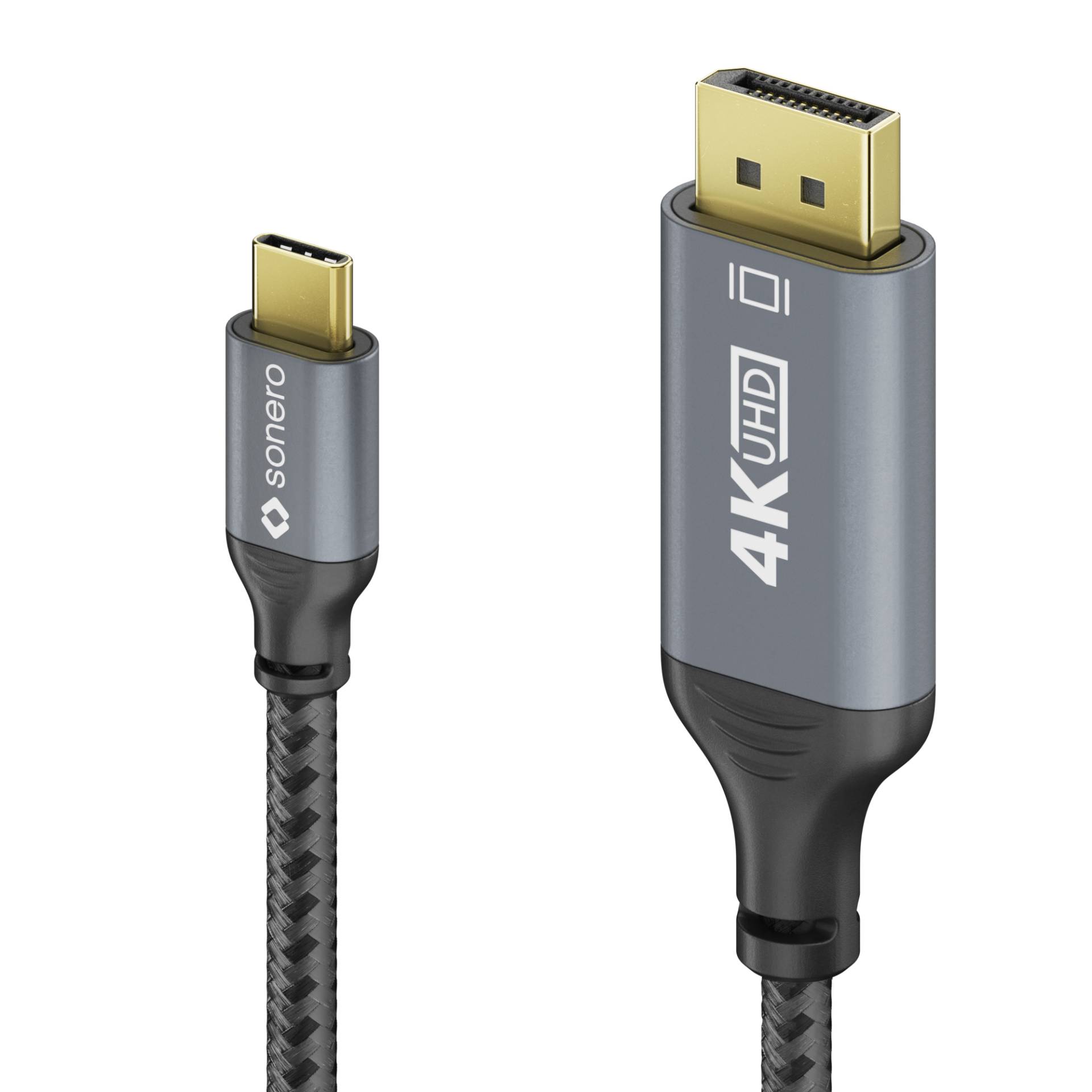 Sonero USB-C auf DisplayPort Kabel - 4K60, 21,6Gbps - grau/schwarz - 1,00m von Sonero