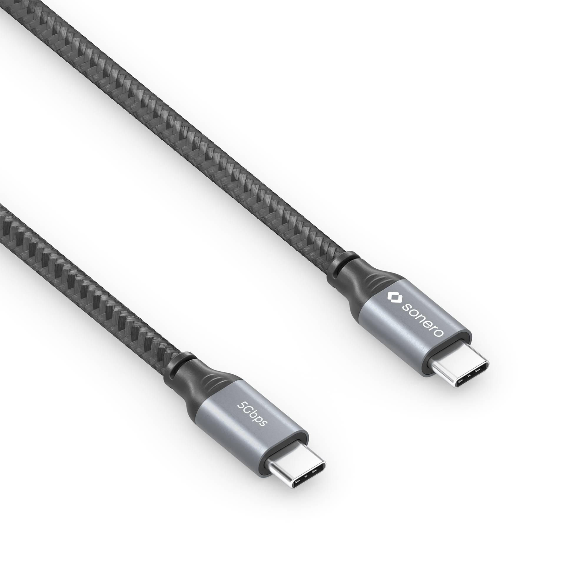 Sonero USB-C auf USB-C Kabel - 3.2 Gen 1, 5Gbps, 60W PD DP Alt Mode - grau/schwarz - 0,50m Sonero USB-C auf USB-C Kabel - 3.2 Gen 1, 5Gbps, 60W PD DP Alt Mode - grau/schwarz - 0,50m von Sonero