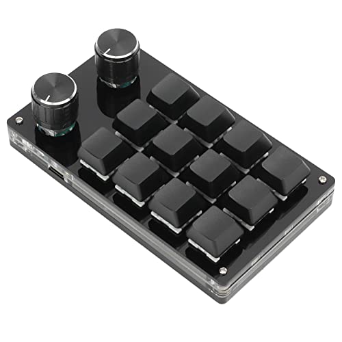 Sonew Einhändig Programmierbare Tastatur, Programmierbare Multifunktionstastatur mit 12 Tasten für Spiele, Musik, Medien, Industrielle Steuerung (Schwarz) von Sonew