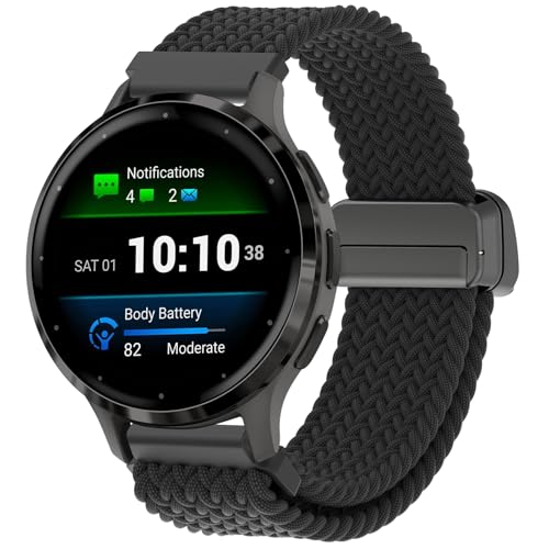 18mm Nylon Armband Kompatibel mit Gar min Venu 3S, Venu 2S, Vivoactive 4S, Vivomove 3S, Forerunner 255s/255s Music/265s und Mehr, Smartwatch Armband für Damen und Herren, Verstellbare Schnalle von Songsier