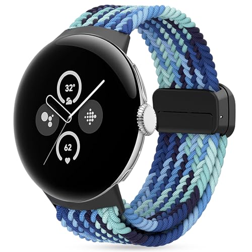 Songsier Armband für Google Pixel Watch 2,Google Pixel Watch-Armband/Google Watch 2-Armband,Nylon-Elastikbander, Kompatibel mit, Magnetische Schnalle, Elastische Verstellbare Bander, Ersatz-Armbander von Songsier