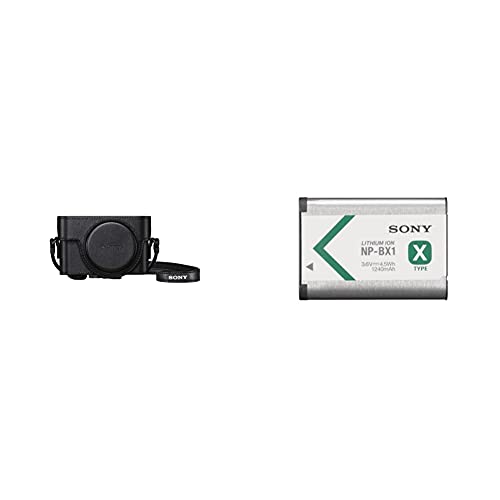 Sony LCJ-RXK Schutzhülle für Kameras der RX100-Serie (Lederoptik, Staub- und Kratzschutz, Kameratasche) schwarz & NP-BX1 Li-Ion Akku (Typ X, 3,6V, 1240mAh) für Cyber-Shot von Sony