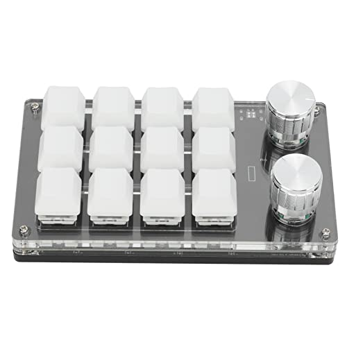 Sorandy 12 Tasten Makro Tastatur - Einhand Makro Mechanisch Tastatur USB Multifunktion DIY Makro Tastatur Programmierbar für Office (Schwarz-Weiss) von Sorandy