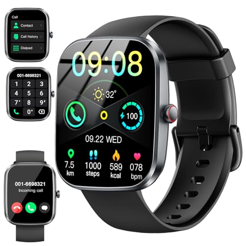 Smartwatch Damen Herren, 1.91'' Zoll HD Smart Watch mit Bluetooth Anrufe, Fitness Tracker mit 110+ Sportmodi, Herzfrequenz SpO2 Schlafmonitor Schrittzähler, IP68 Wasserdicht Fitnessuhr für Android iOS von Soudorv