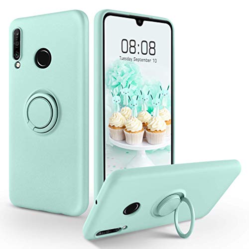 SouliGo Huawei P30 Lite Hülle, Huawei P30 Lite Handyhülle Silikon Gel Slim Case Cover mit Ring Halter Ständer stabil Kratzfest Hülle für Huawei P30 Lite/Huawei P30 Lite New Edition Hellblau von SouliGo