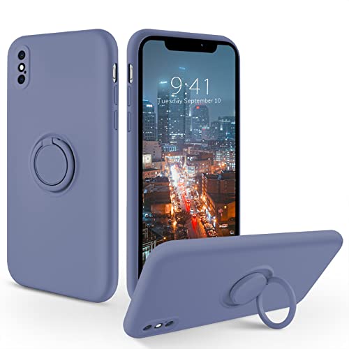 SouliGo iPhone XS Hülle, iPhone X Hülle Silikon Gel 360° Ring Halter Kickstand Magnetische Autohalterung Slim Soft Rubber AntiScratch Protective Shockproof Phone Cases for iPhone XSX 5.8 inch von SouliGo