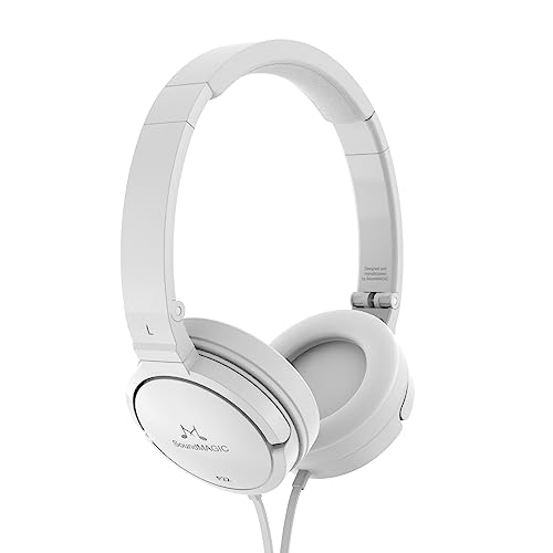 SoundMAGIC tragbarer Audio HiFi Stereo Kopfhörer, Leichte Faltbare, Headphones mit Kabel Mikrofon, Bis zu 19 Std(P22,Weiß) von SoundMAGIC