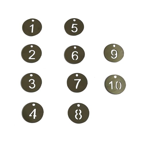 Nummerierte Anhänger aus Edelstahl mit Schlüsselanhänger, 40 mm, ausgehöhlte Zahlenanhänger, nummerierte Tags Schlüsselanhänger (1–50) von Sourcemall