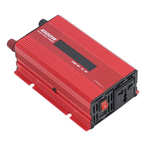 1000 W Auto-Stromrichter, 1000 W Batterie-Wechselrichter, LED-Anzeige, DC zu AC, Solar-Fahrzeug-Stromrichter mit Krokodilklemme, Wechselrichter (DC12V bis AC220V) von Spacnana