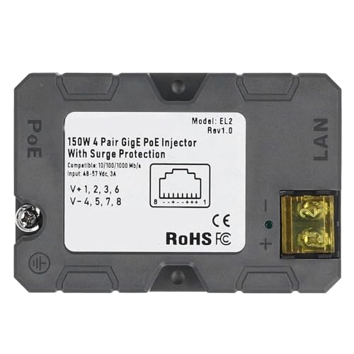 PoE-Injektor 150 W GigE Passiver Power-Over-Ethernet-Injektor DC48 Bis 57 V Eingang für V2 Dishy Gen 3 Satellitenzubehör von Spacnana