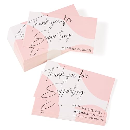 Sparkeads 100 Stück Dankeskarten für die Unterstützung meiner kleinen Visitenkarten, 5,3 x 8,9 cm, Kunden-Wertschätzungskarte für Online-Händler, Pakettaschen, Giveaways (Rosa) von Sparkeads