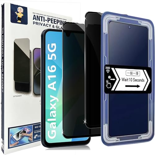 Spdymo Schutzfolie für Samsung Galaxy A16 5G/ 4G Sichtschutz, [2 Stück] Anti-Spähen Schutzglas für Samsung A16 Privatsphäre Displayschutzfolie mit Positionierhilfe, 9H Gehärtetes Glas Blickschutzfolie von Spdymo