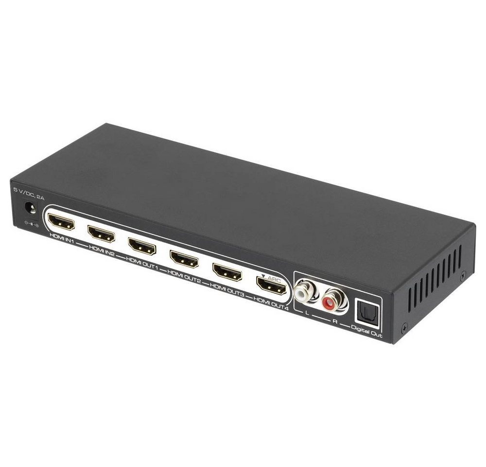 SpeaKa Professional 2x4 HDMI Splitter HDMI-Adapter, mit Audio-Ports, mit Fernbedienung von SpeaKa Professional