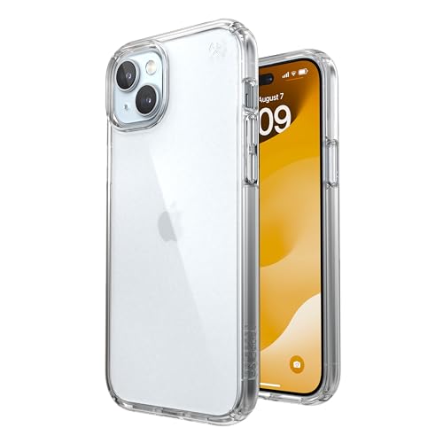 Speck Klare iPhone 15 Plus Hülle - MagSafe kompatibel, Fallschutz - für iPhone 15 Plus & iPhone 14 Plus - Kratzfest, Anti-Vergilbung, 6,7 Zoll Handyhülle - Presidio Clear/Clear von Speck