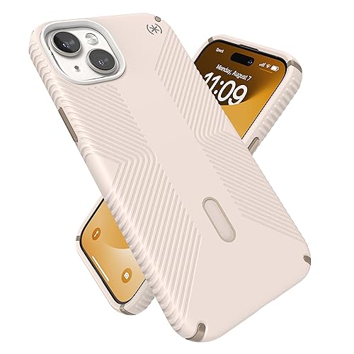 Speck iPhone 15 Plus Hülle – ClickLock rutschfeste Interlock, MagSafe, Fallschutzgriff – für iPhone 15 Plus iPhone 14 Plus 6,7 Zoll Handyhülle – Presidio2 Grip Bleached Bone/Erbstück von Speck