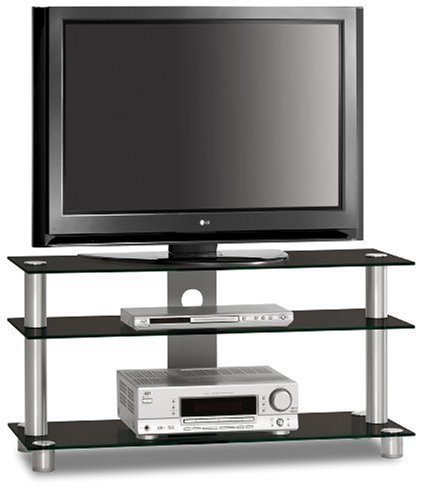 Just-Rack TV 1053 Aluminium-Schwarzglas Universalmöbel für Flachbildschirme, TV - und Audio Geräte von Spectral