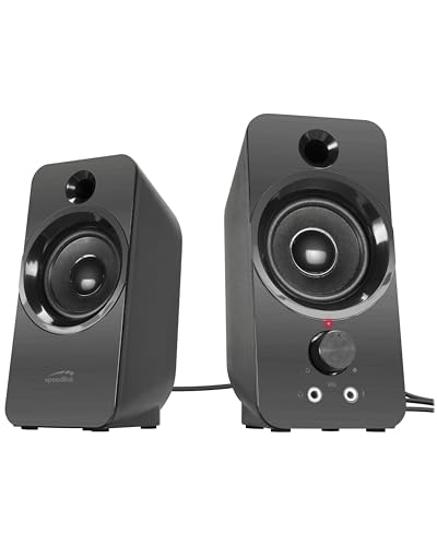 Speedlink DAROC Stereo PC Speaker - PC Lautsprecher, Klinkenstecker 3,5mm, 12Watt, PC Boxen Aktiv, schwarz von Speedlink