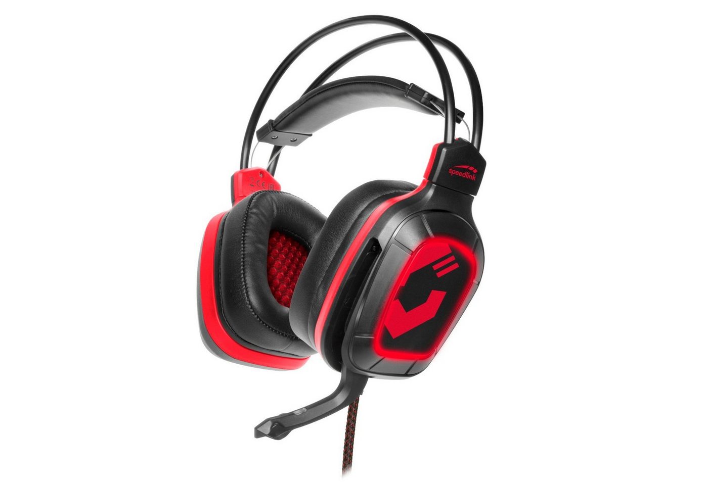 Speedlink DRAZE Gaming Over-Ear Headset LED Beleuchtung Gaming-Headset (Kabelfernbedienung mit Lautstärkeregeler, Mikrofon-Stummschaltung, Stereo, Kabelfernbedienung Lautstärkeregler + Stummschaltung für PC Notebook) von Speedlink