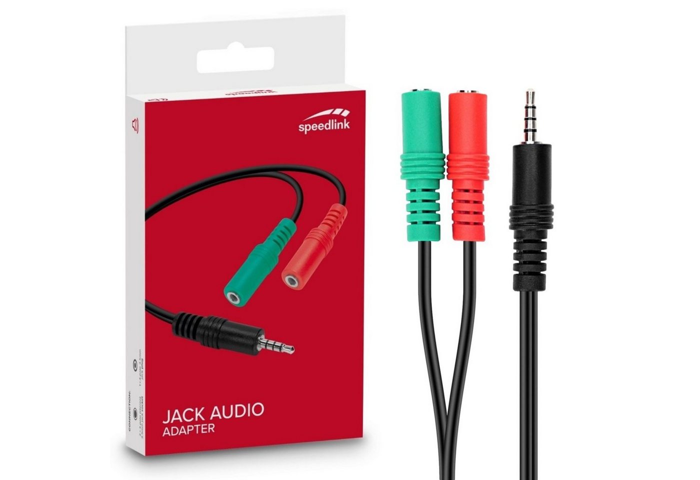 Speedlink Headset-Adapter Y Splitter Konverter Audio Video-Adapter 3,5-mm-Klinke zu 3,5mm Klinke, 1 cm, 2x 3,5mm Klinken-Kupplung zu 3,5mm Klinke-Stecker Adapter Headset von Speedlink