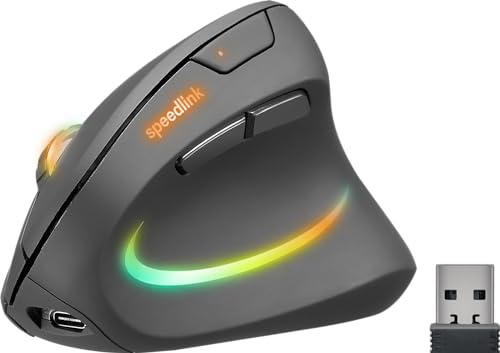 Speedlink PIAVO PRO RGB vertikale Maus wiederaufladbar – kabellose leise Maus ergonomisch für Rechtshänder, integrierter Akku, LED RGB Beleuchtung, bis 3200 dpi einstellbar, schwarz Speedlink PIAVO PRO RGB vertikale Maus wiederaufladbar – kabellose leise Maus ergonomisch für Rechtshänder, integrierter Akku, LED RGB Beleuchtung, bis 3200 dpi einstellbar, schwarz von Speedlink