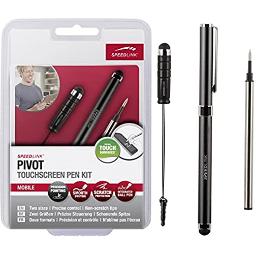 Speedlink PIVOT Touchscreen Pen Kit - Eingabestifte für kapazitive Touchscreens, ergonomische Stifte, vermeidet Fingerabdrücke, Stiftlänge: ca. 14cm/4cm, für Tablet, Smartphone, iPhone, iPad, schwarz von Speedlink