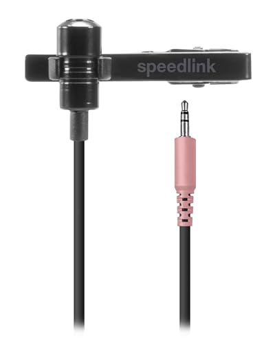 Speedlink SPES Ansteckmikrofon mit Kabel Klinke 3,5mm - Lavalier Mikrofon mit Klinkenstecker, Clip-On Mikrofon, Abnehmbarer Metall-Halteklipp, Rauschunterdrückung, schwarz von Speedlink